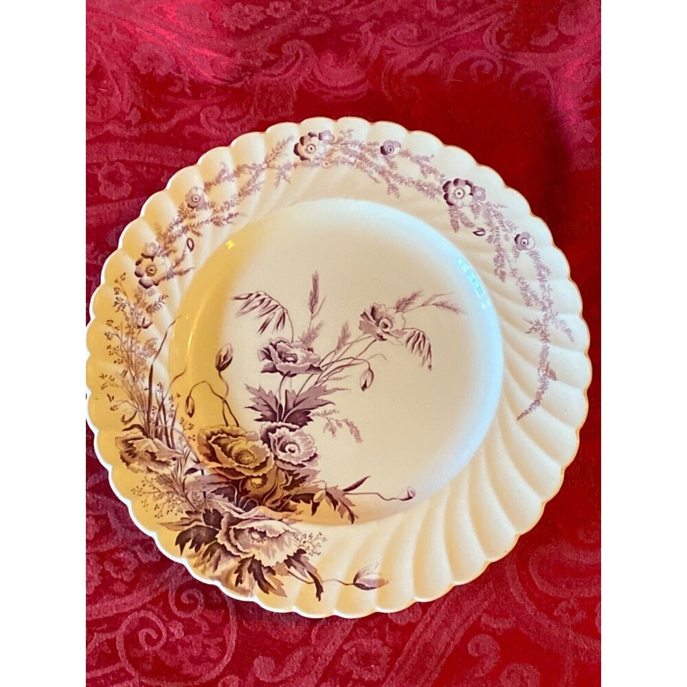 White Ironstone Mulberry transfer Clarice Cliff 10" dinner plate